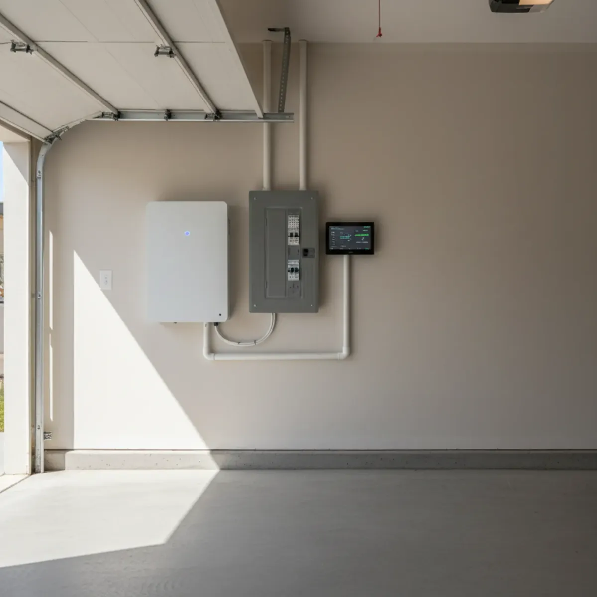 Home battery storage system with solar panels for peak rate avoidance