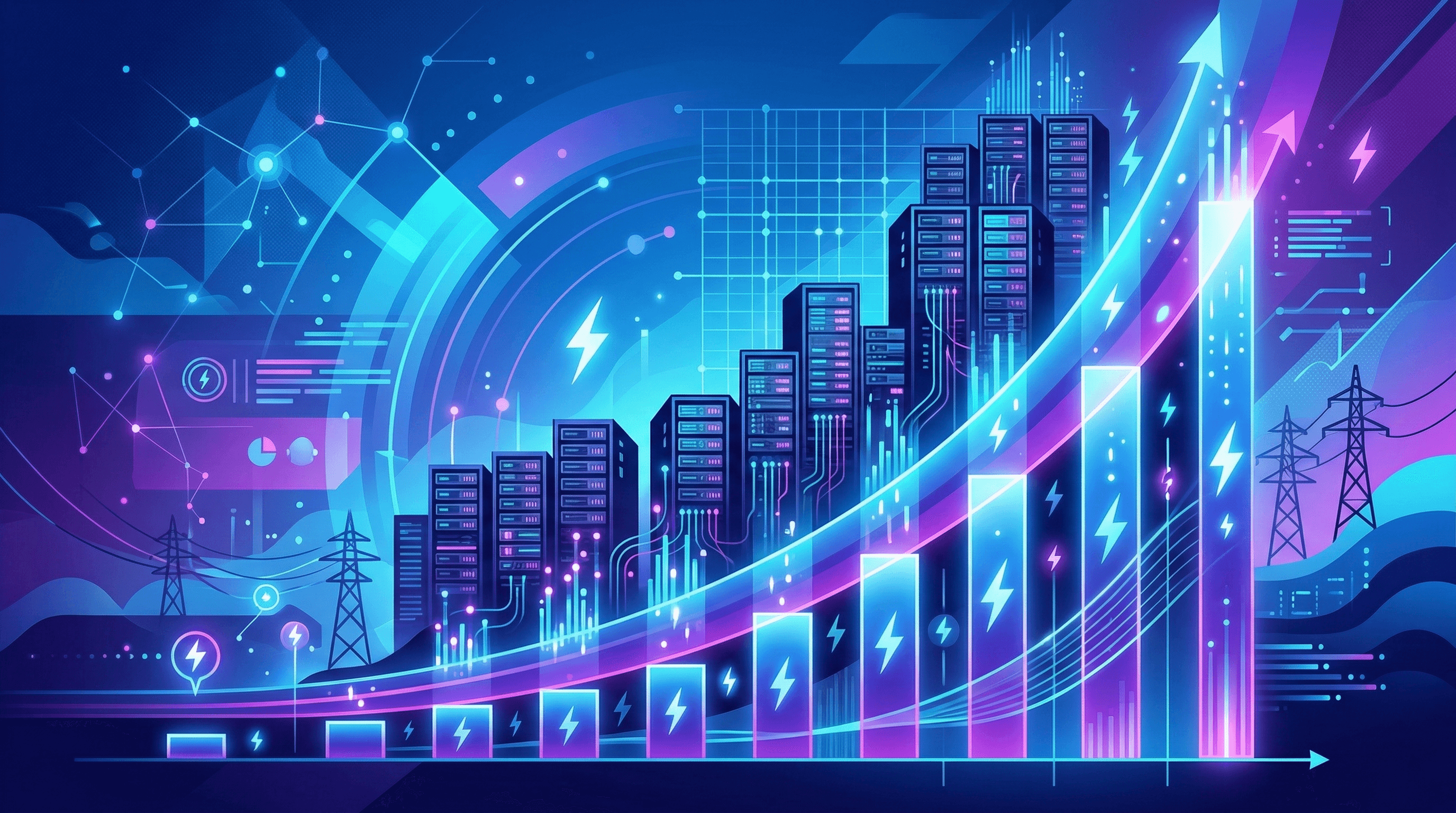 Visualization of exponential growth in data center electricity demand