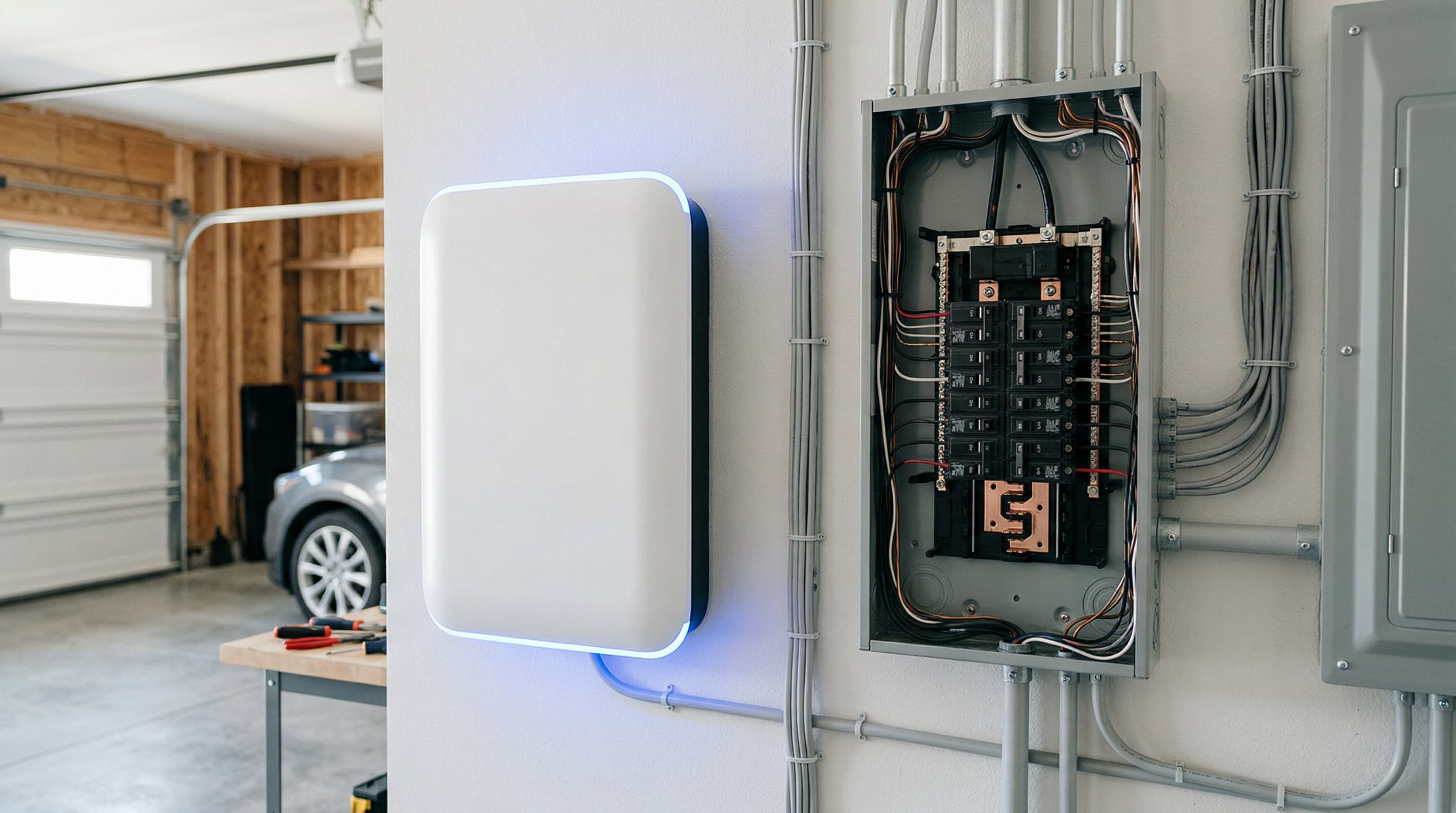 Home battery backup system with circuit panel
