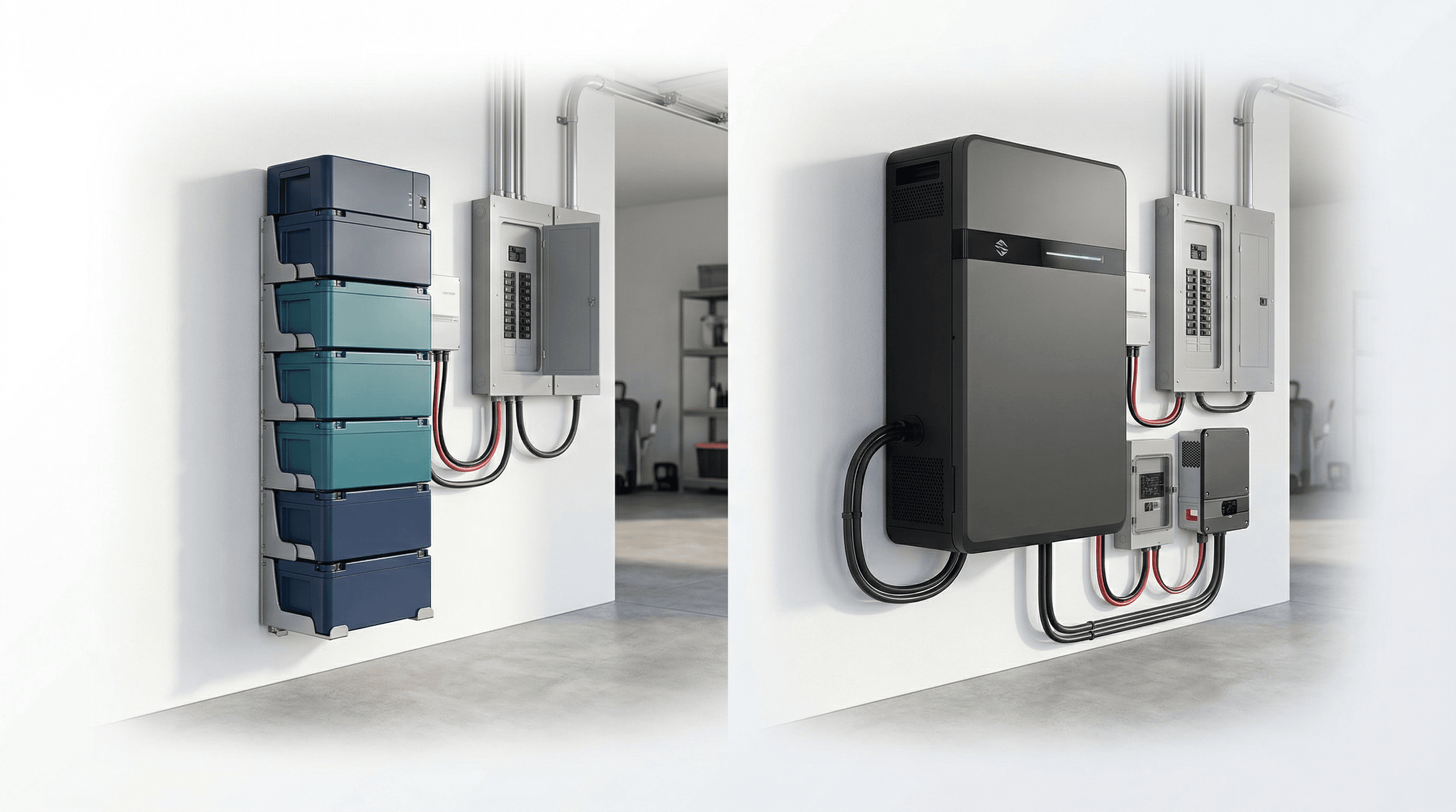 Comparison of Enphase IQ Battery modular storage and SolarEdge Home Battery integrated storage systems
