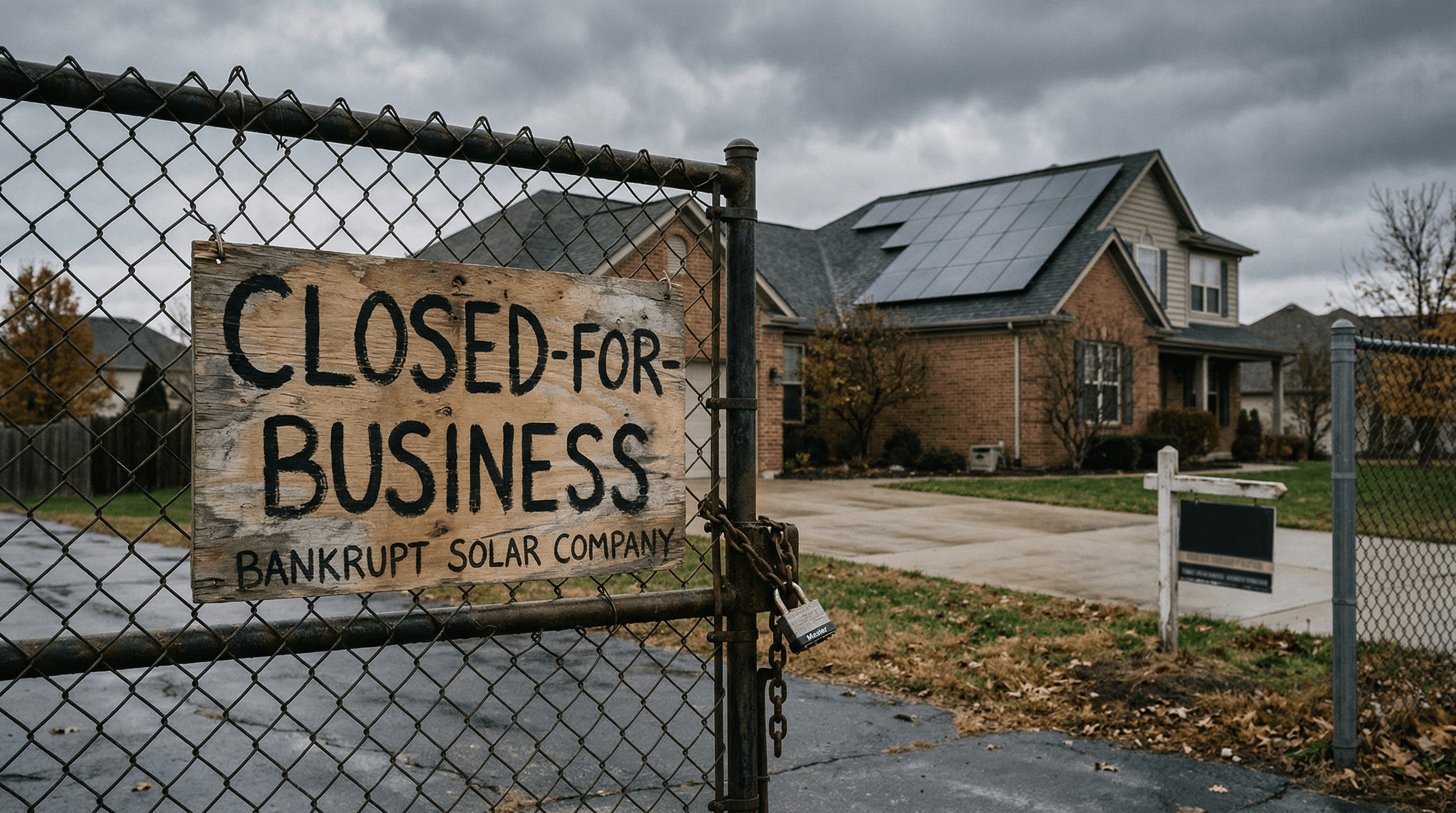 Solar panels on a home with a bankrupt solar company