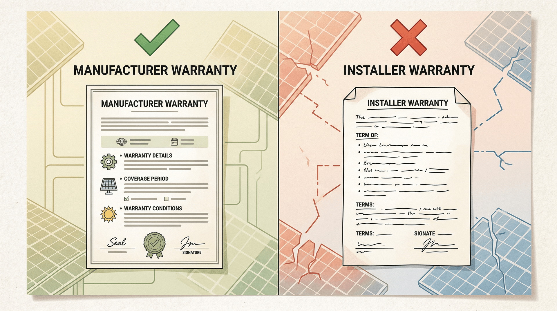 Comparison of manufacturer vs installer solar warranties