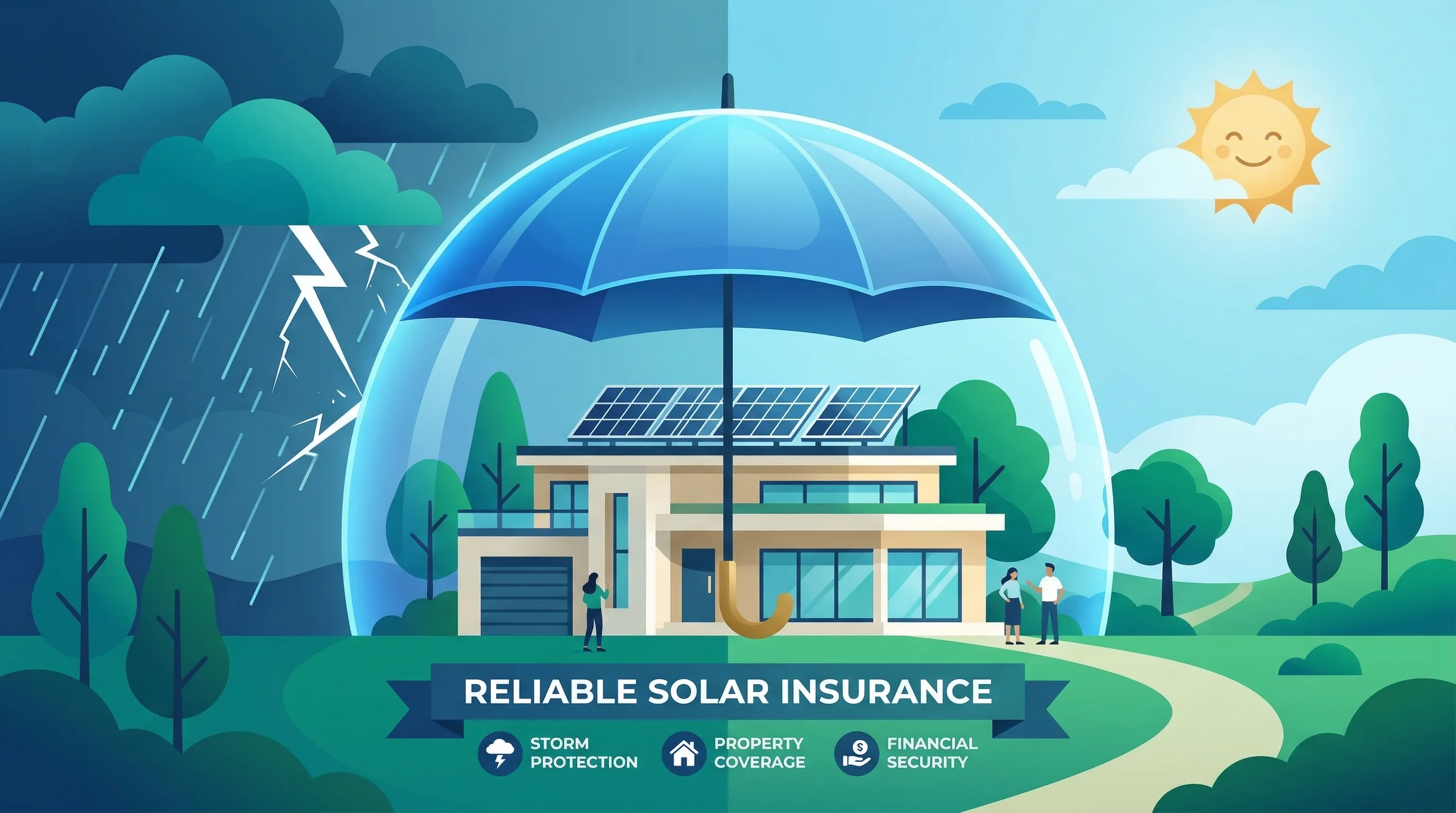 Solar panels with insurance document overlay