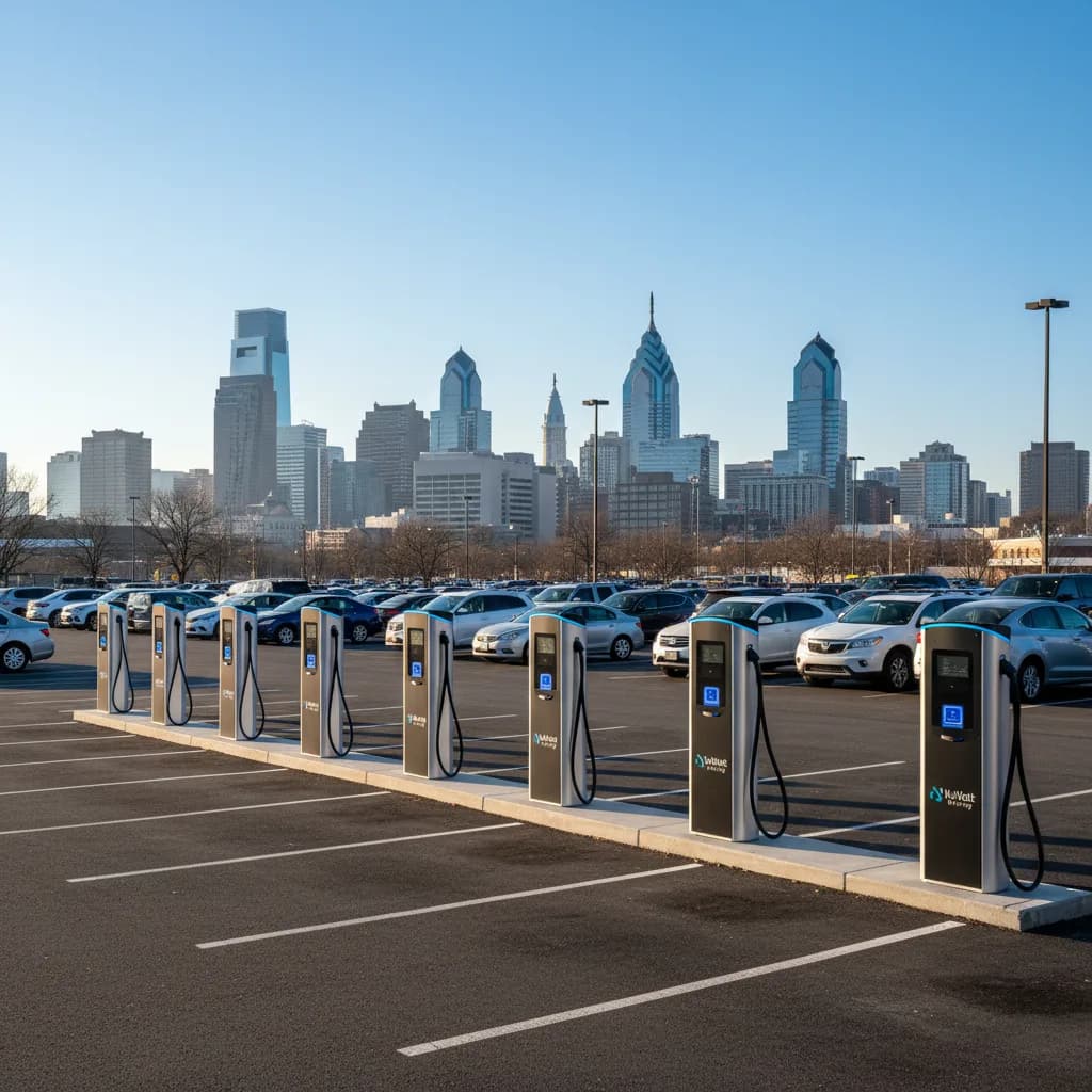 Commercial EV chargers installed at a Philadelphia property