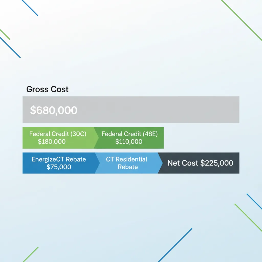 Commercial solar installation on large building rooftop