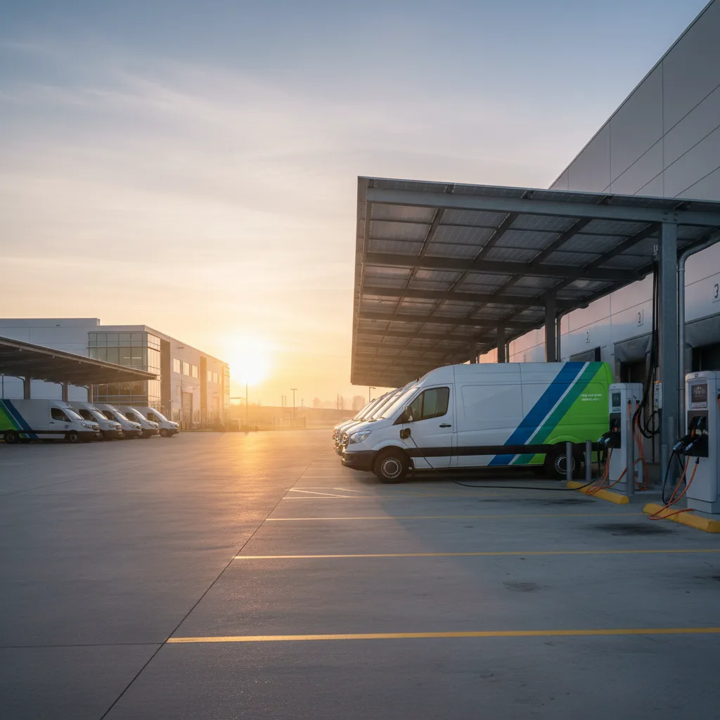 Texas fleet depot with EV charging infrastructure and TCEQ-funded electric trucks