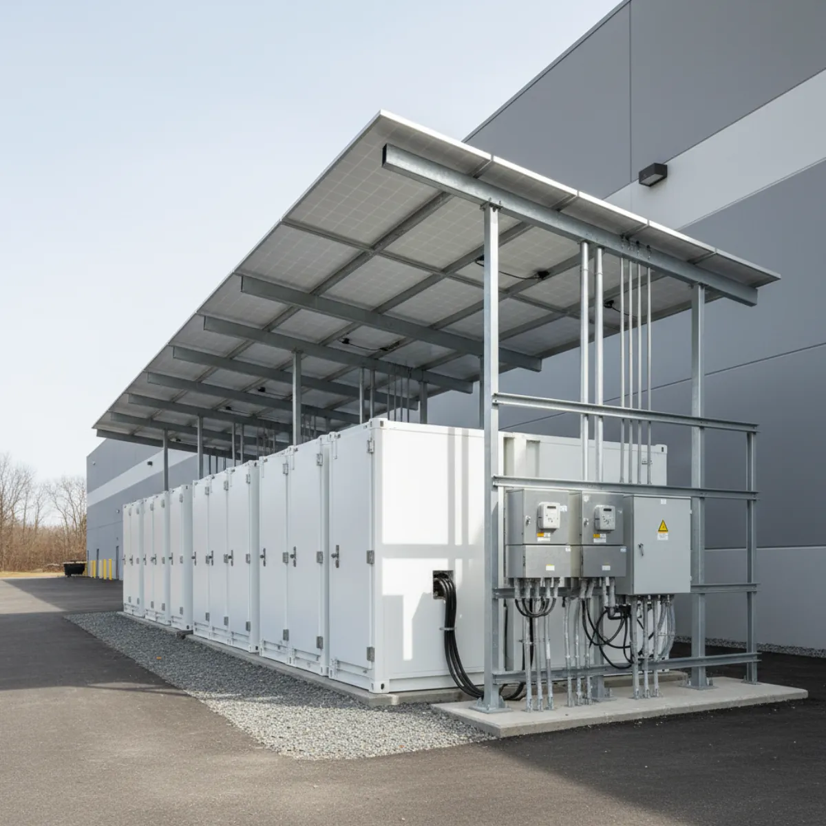 Commercial facility with battery storage for demand charge reduction