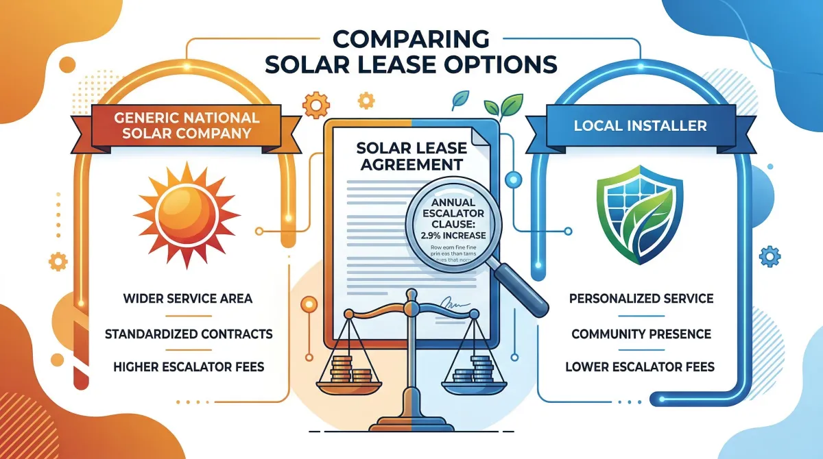 NuWatt Propel vs Sunrun Lease side-by-side comparison infographic