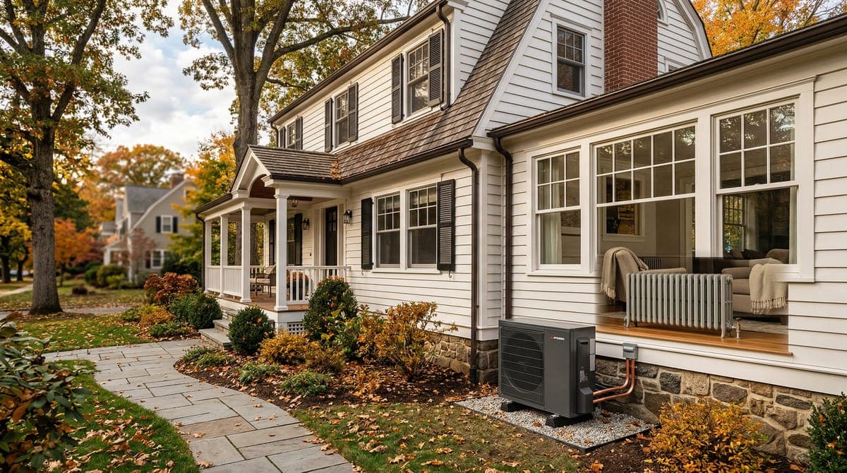Connecticut home transitioning from a boiler and radiators to modern heat-pump comfort