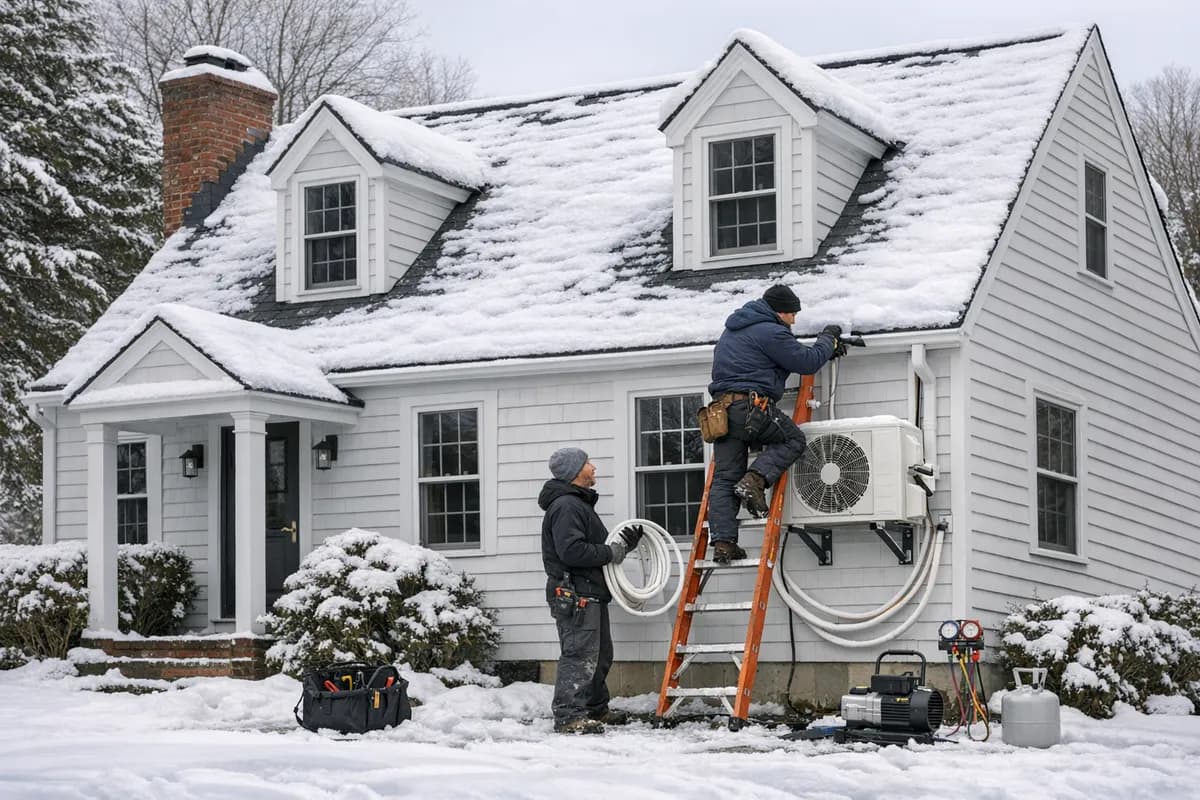Connecticut Cape Cod style home with dormers and a ductless mini-split heat pump system