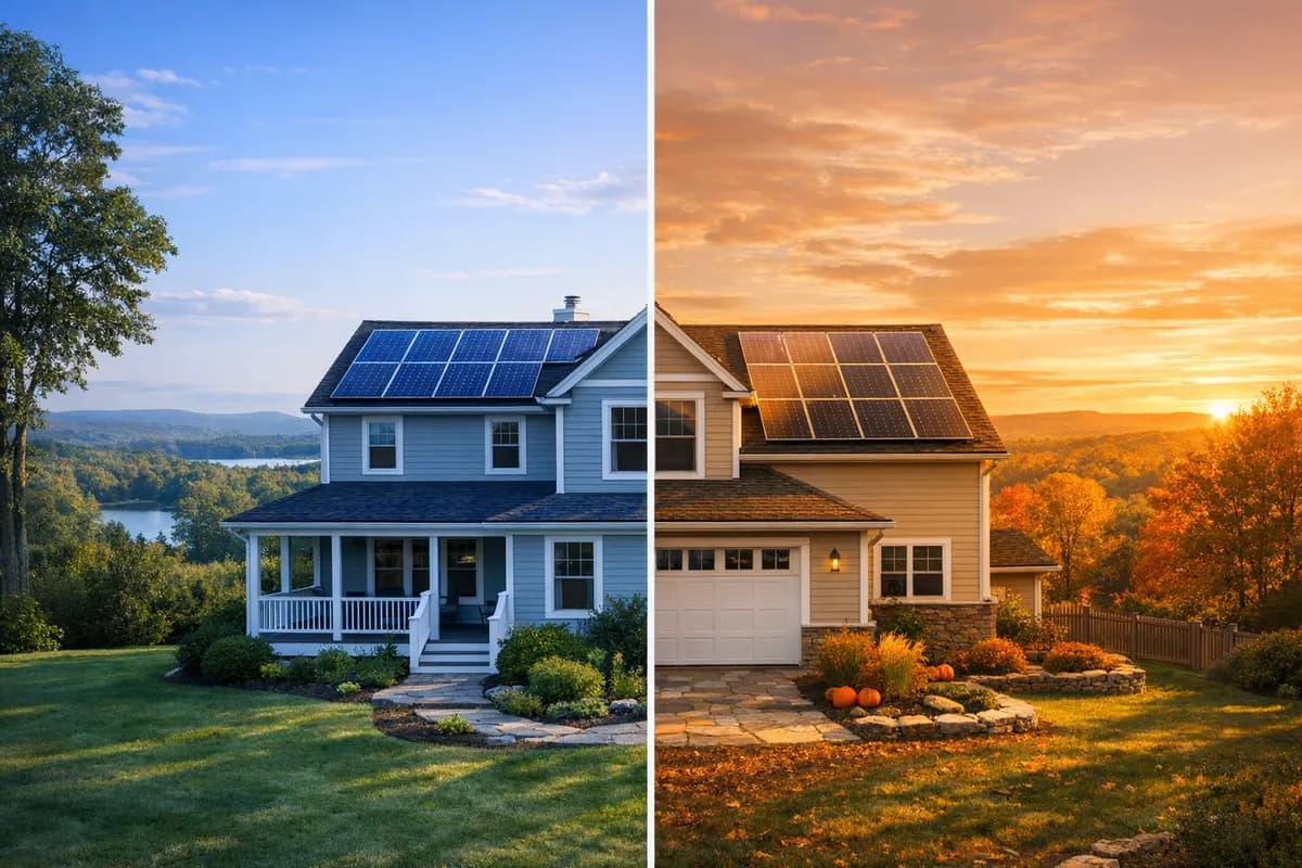 Split-screen comparison of Eversource and United Illuminating solar territories in Connecticut