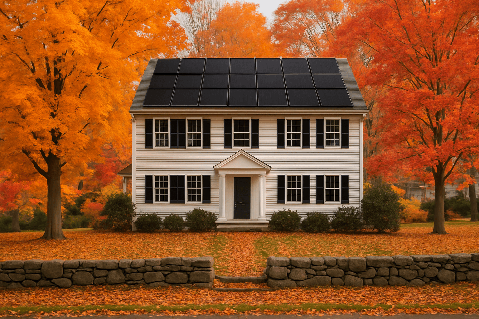 Solar panel installation on a Connecticut colonial home