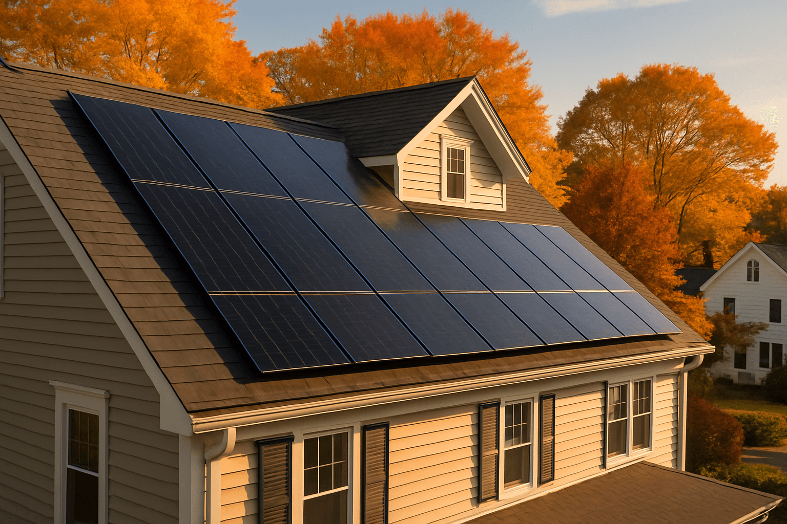 Solar panels on a Connecticut suburban home
