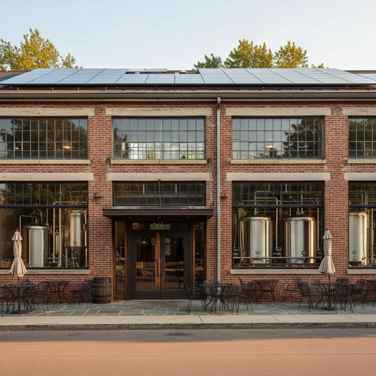 Connecticut craft brewery solar installation on a converted mill-building roof