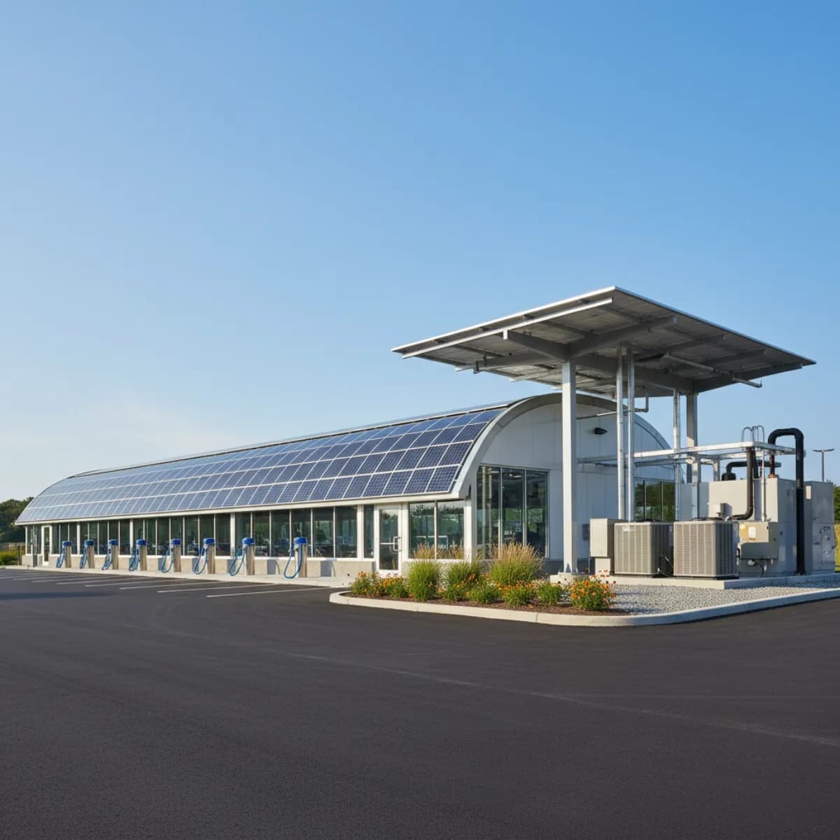 Commercial carwash with rooftop solar array and heat pump water heater in Connecticut