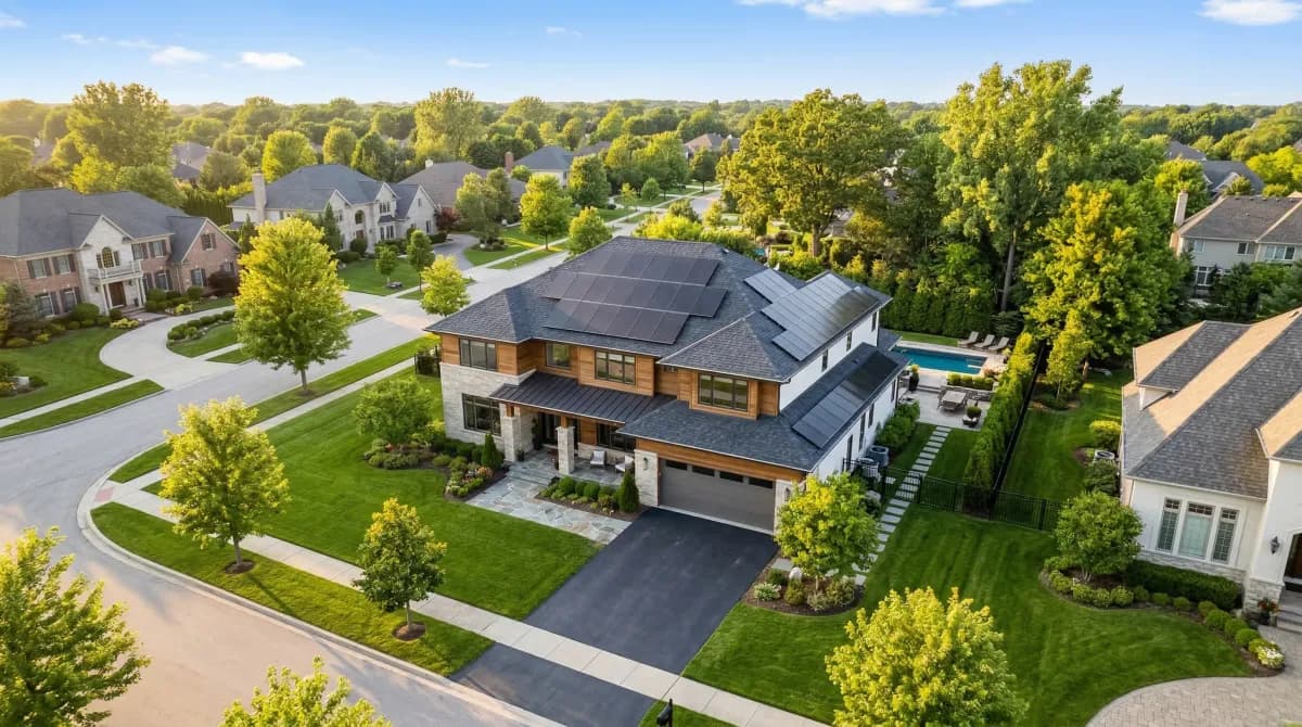 Solar panels on a residential home