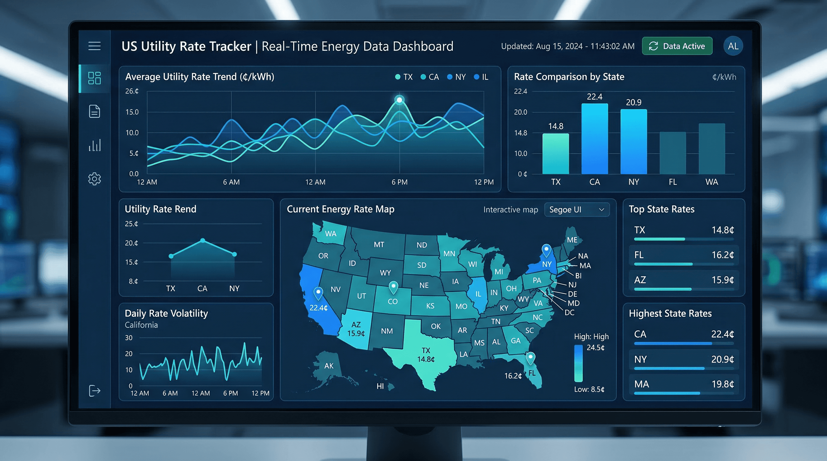 NuWatt real-time utility rate tracking and data verification dashboard