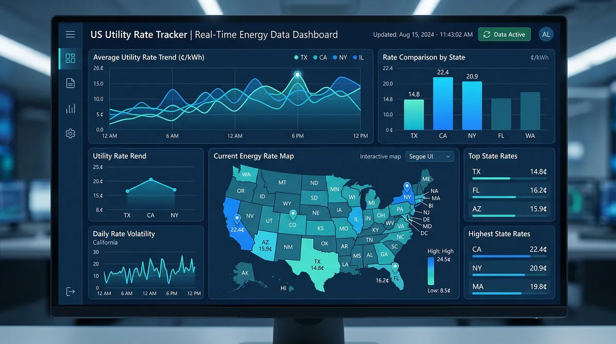 NuWatt real-time utility rate tracking and data verification dashboard