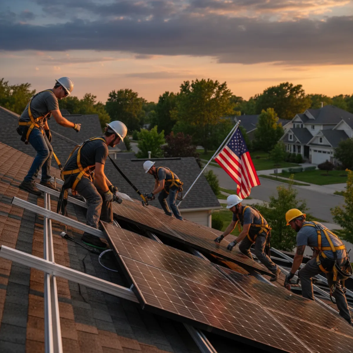 Solar panels on a home with federal tax policy timeline showing OBBBA impact