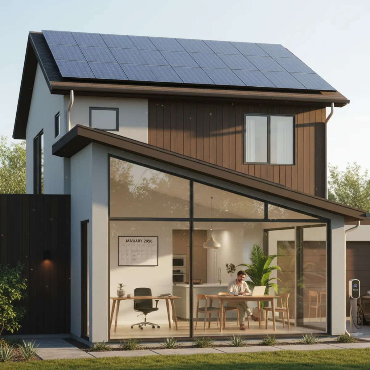Solar panels on a New England home with incentive timeline overlay showing expired and active credits in 2026