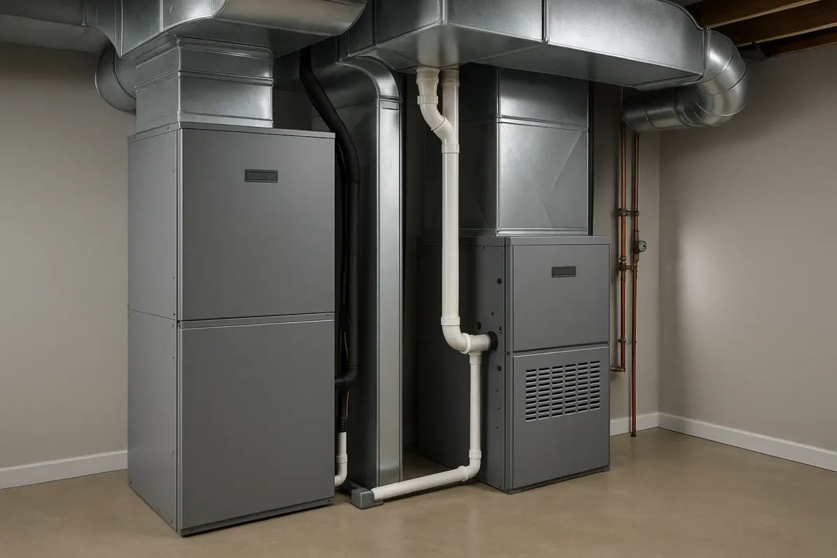 Dual fuel system with heat pump and gas furnace