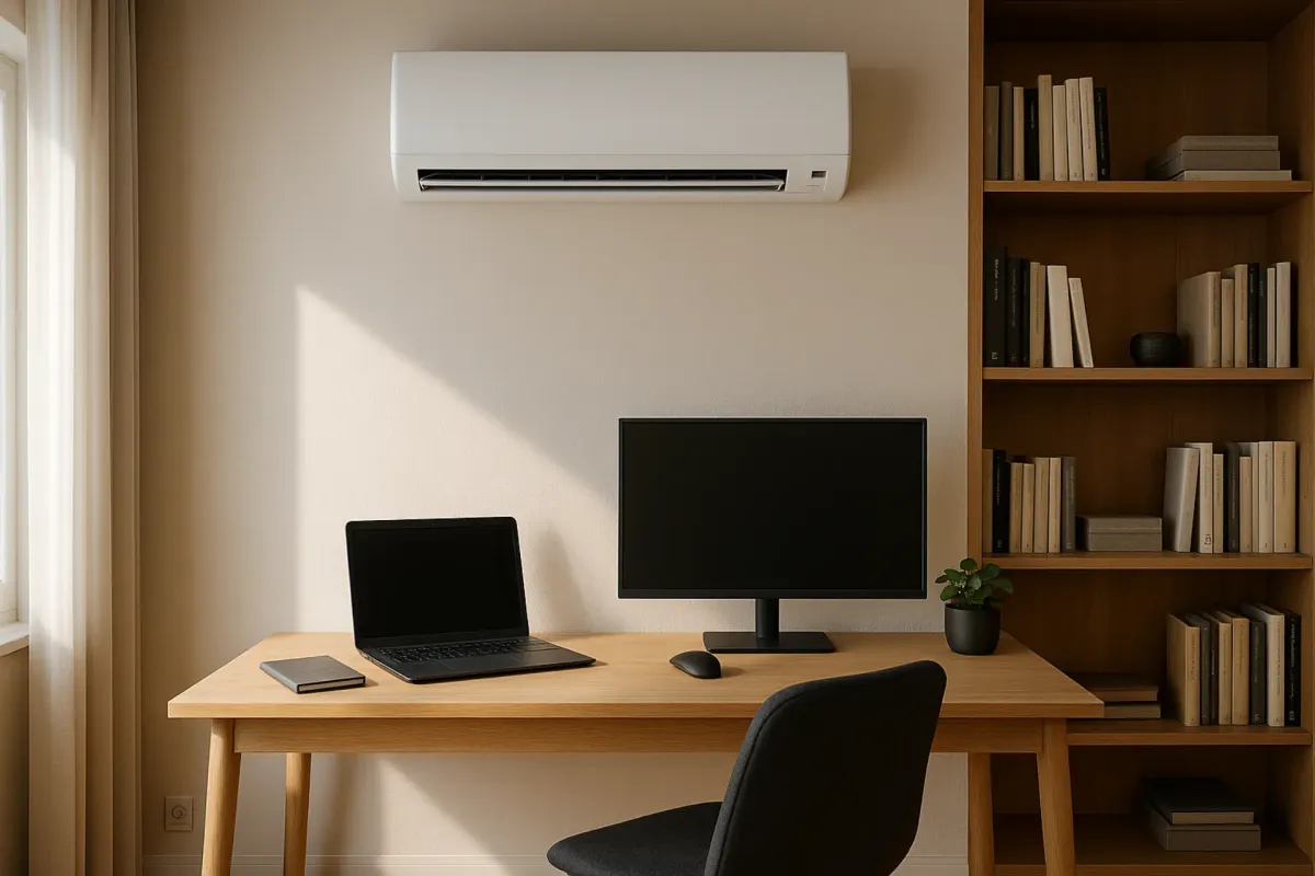 Single-zone ductless mini-split installed in a home office