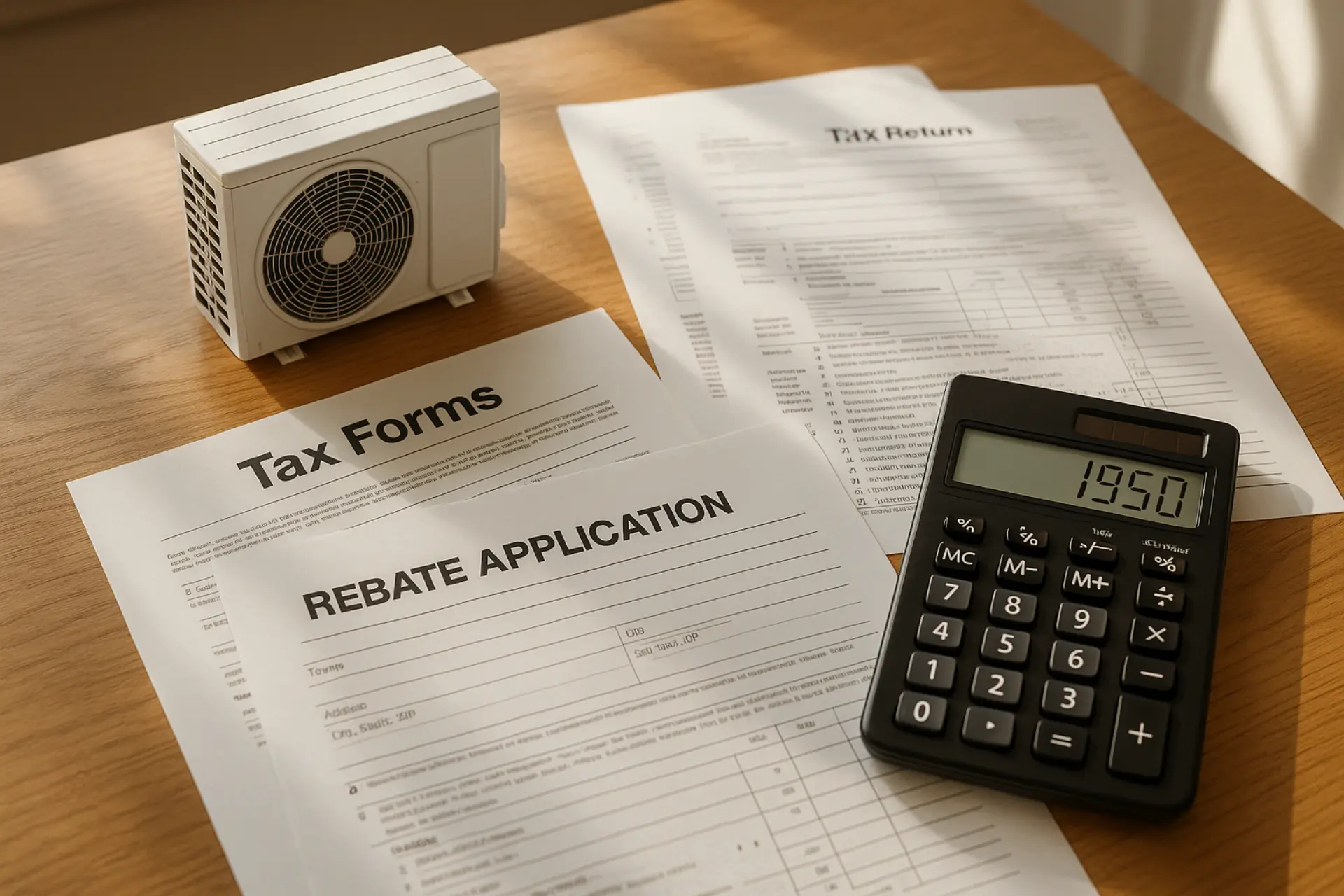 Tax documents and heat pump rebate forms