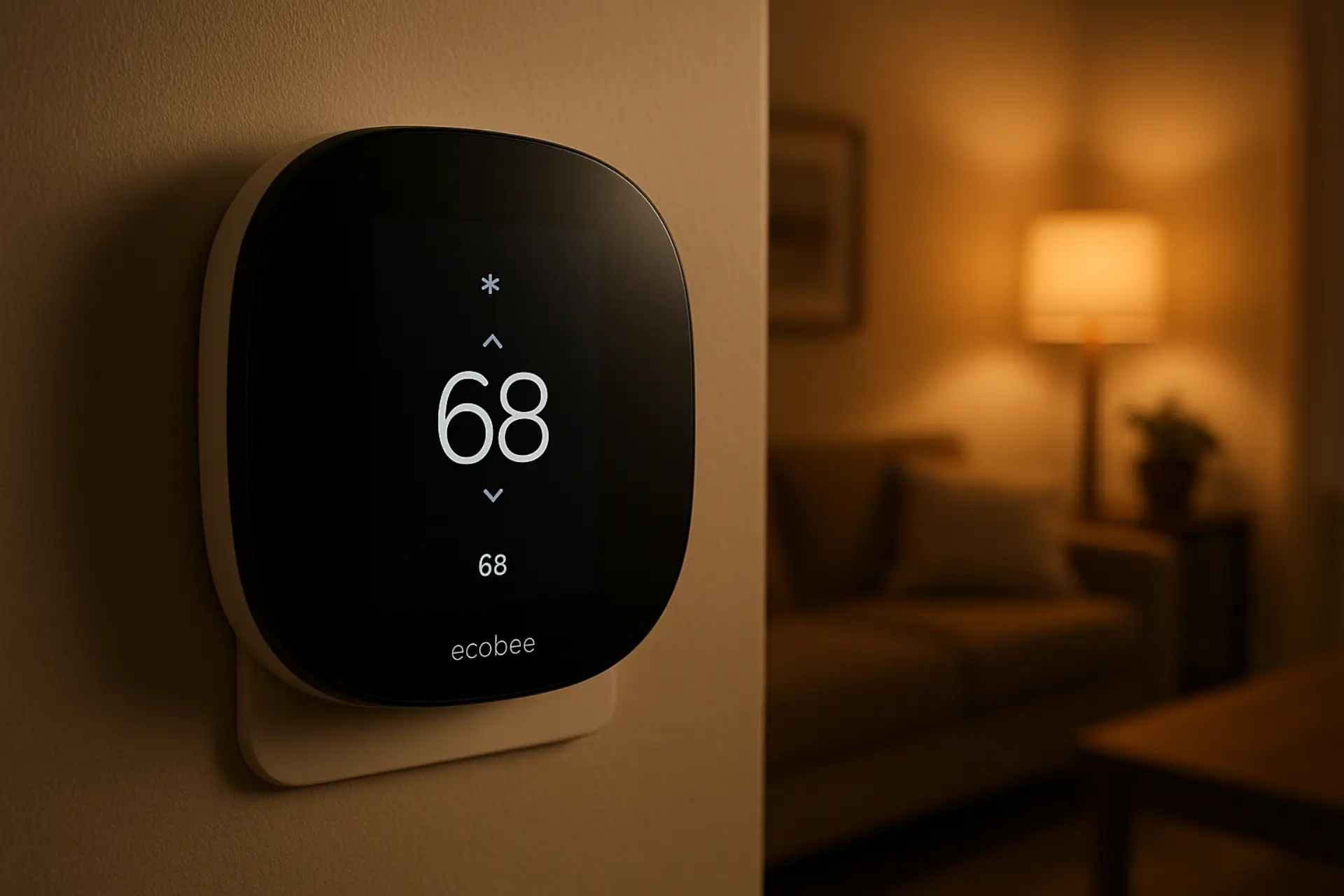 Smart thermostat showing optimal heat pump temperature settings