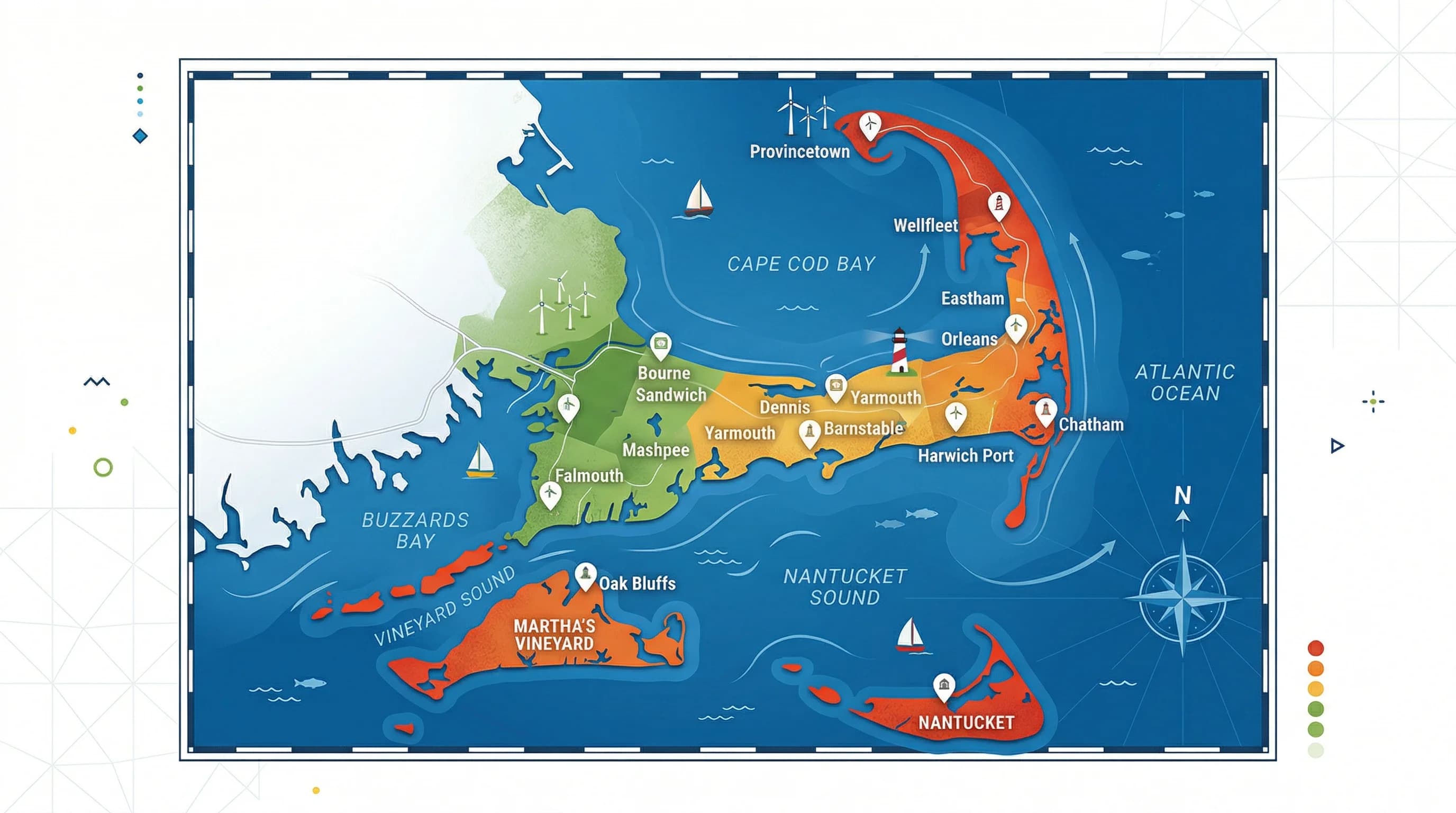Map of Cape Cod and Islands showing salt exposure levels by town for heat pump installations