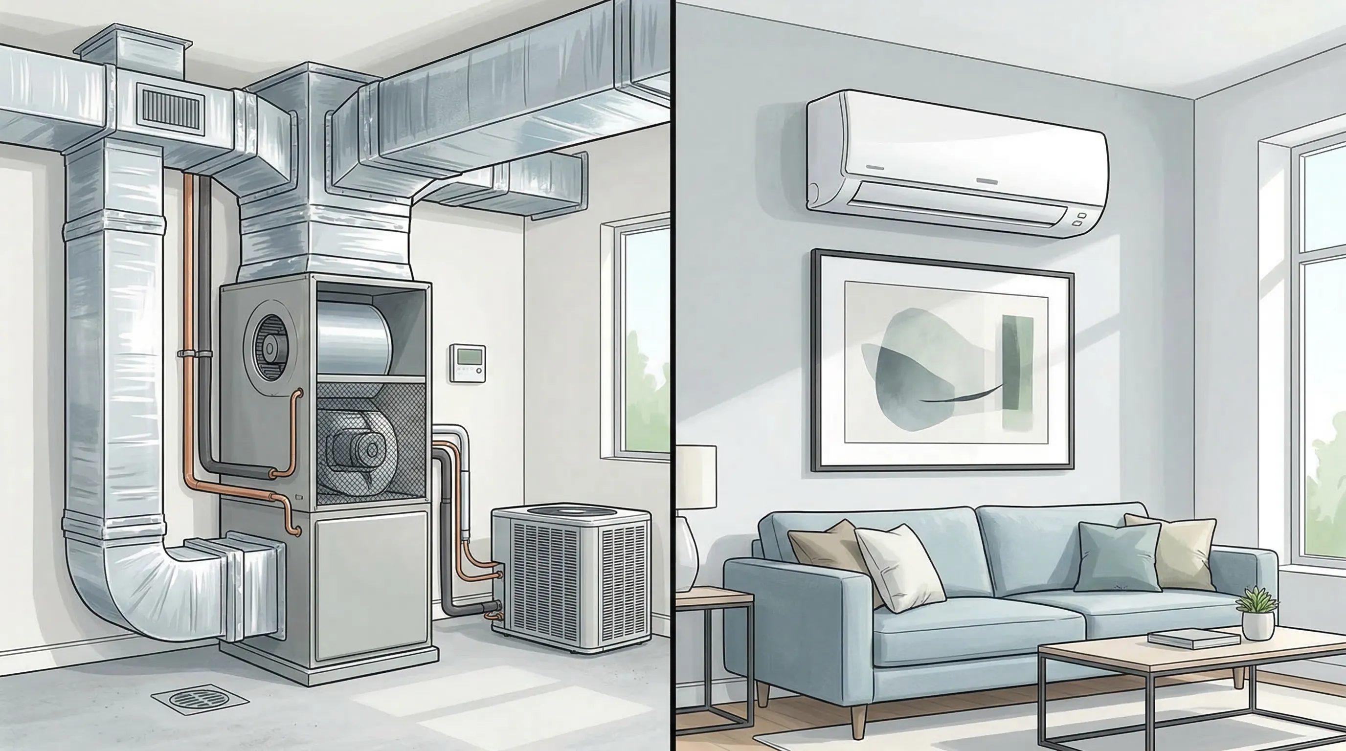 Ducted vs ductless heat pump comparison for Pennsylvania homes