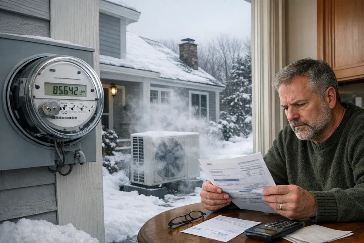 Maine home in winter with heat pump and high electric bill