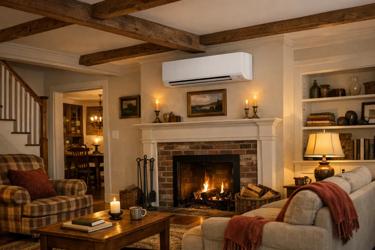 Ductless mini-split heat pump in a Maine home interior
