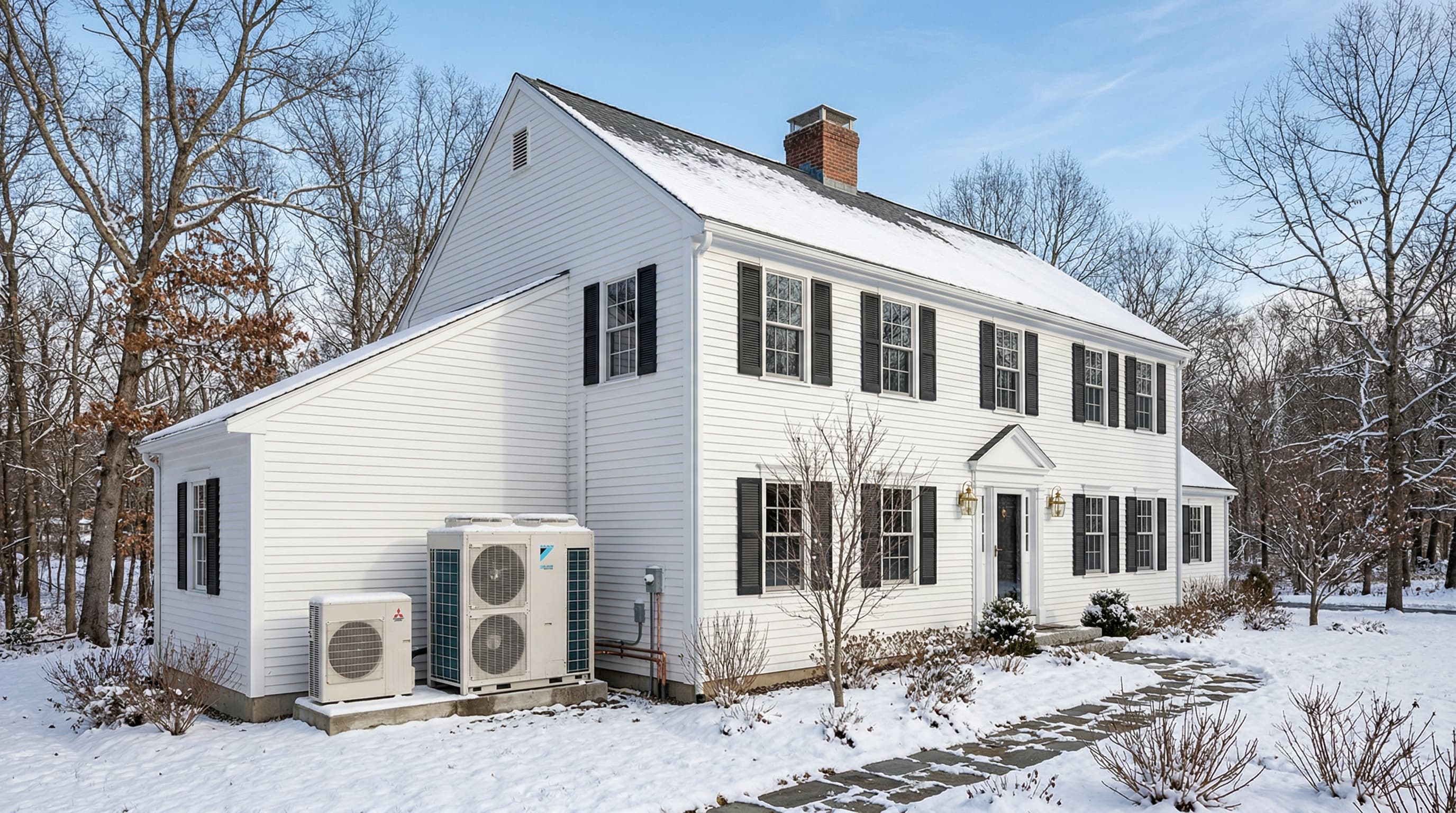 Single-zone and multi-zone mini split systems installed on a Massachusetts home
