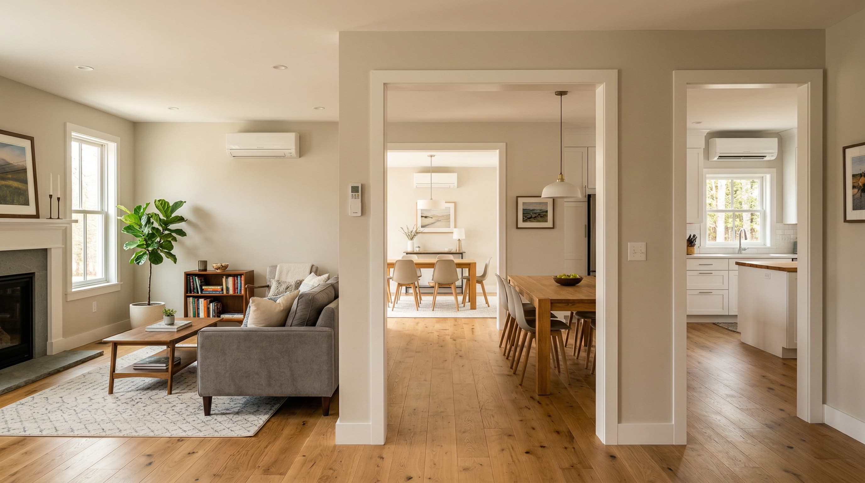 Multi-zone mini-split heat pump system with individual thermostats in a Massachusetts home