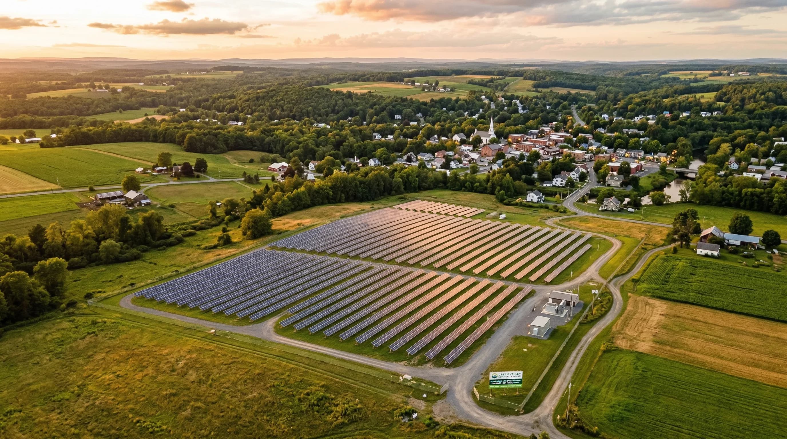 Community solar farm providing shared solar access for renters and income-eligible households