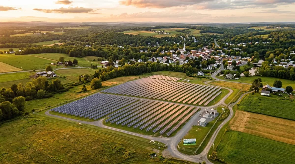 Community solar farm providing shared solar access for renters and income-eligible households
