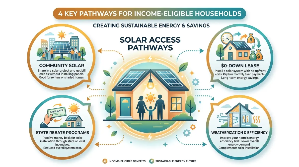 Four solar access pathways for income-eligible households