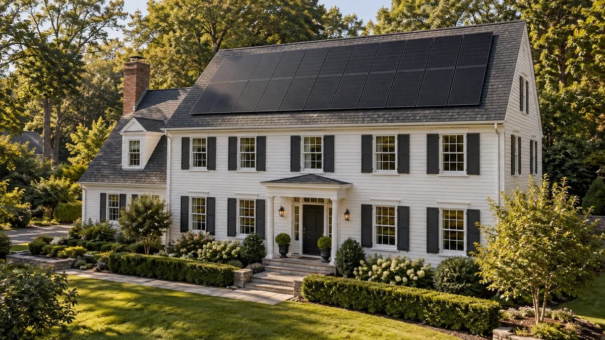 A New England home with a neatly integrated rooftop solar array