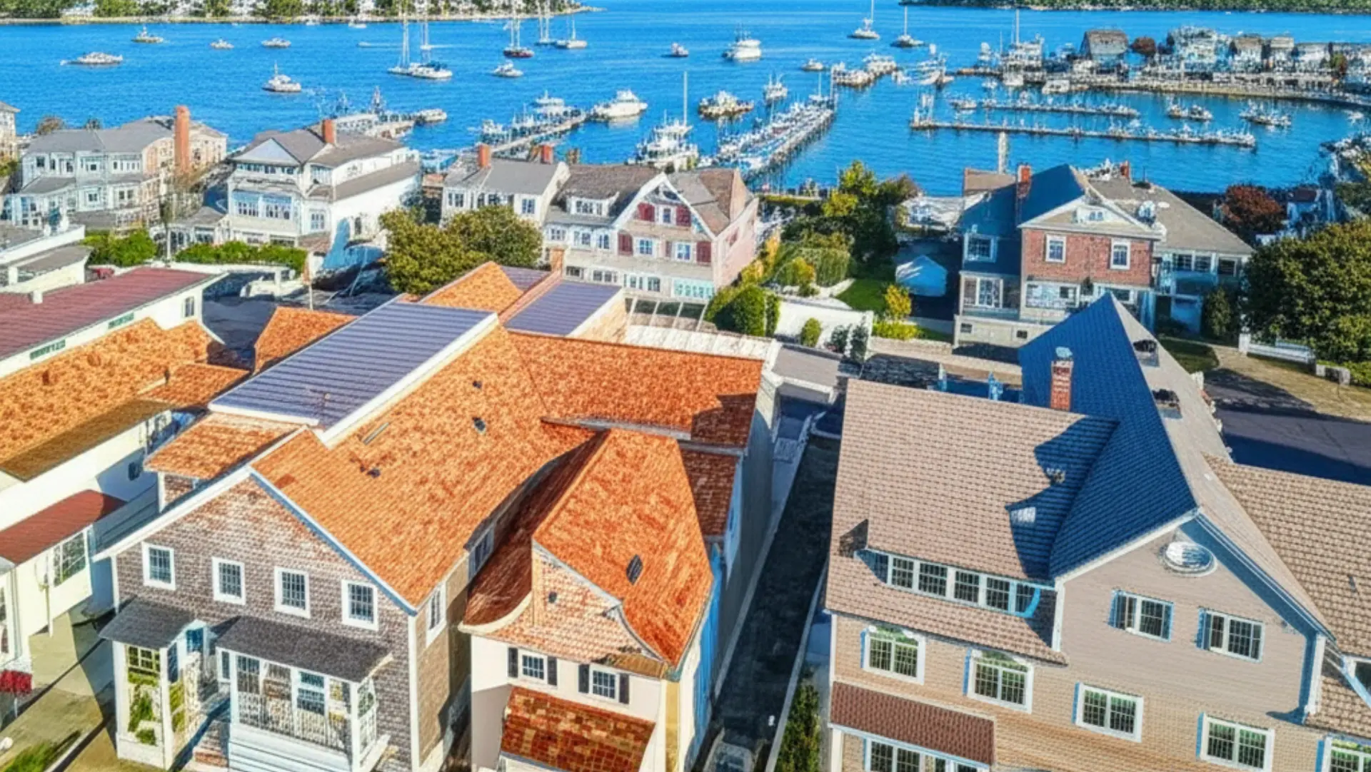 Norwalk CT coastal homes with solar panel installations along Long Island Sound