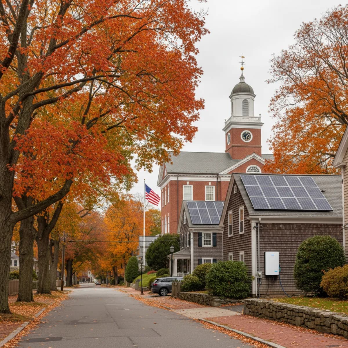 Residential battery energy storage system installed in a Massachusetts home with municipal zoning protection