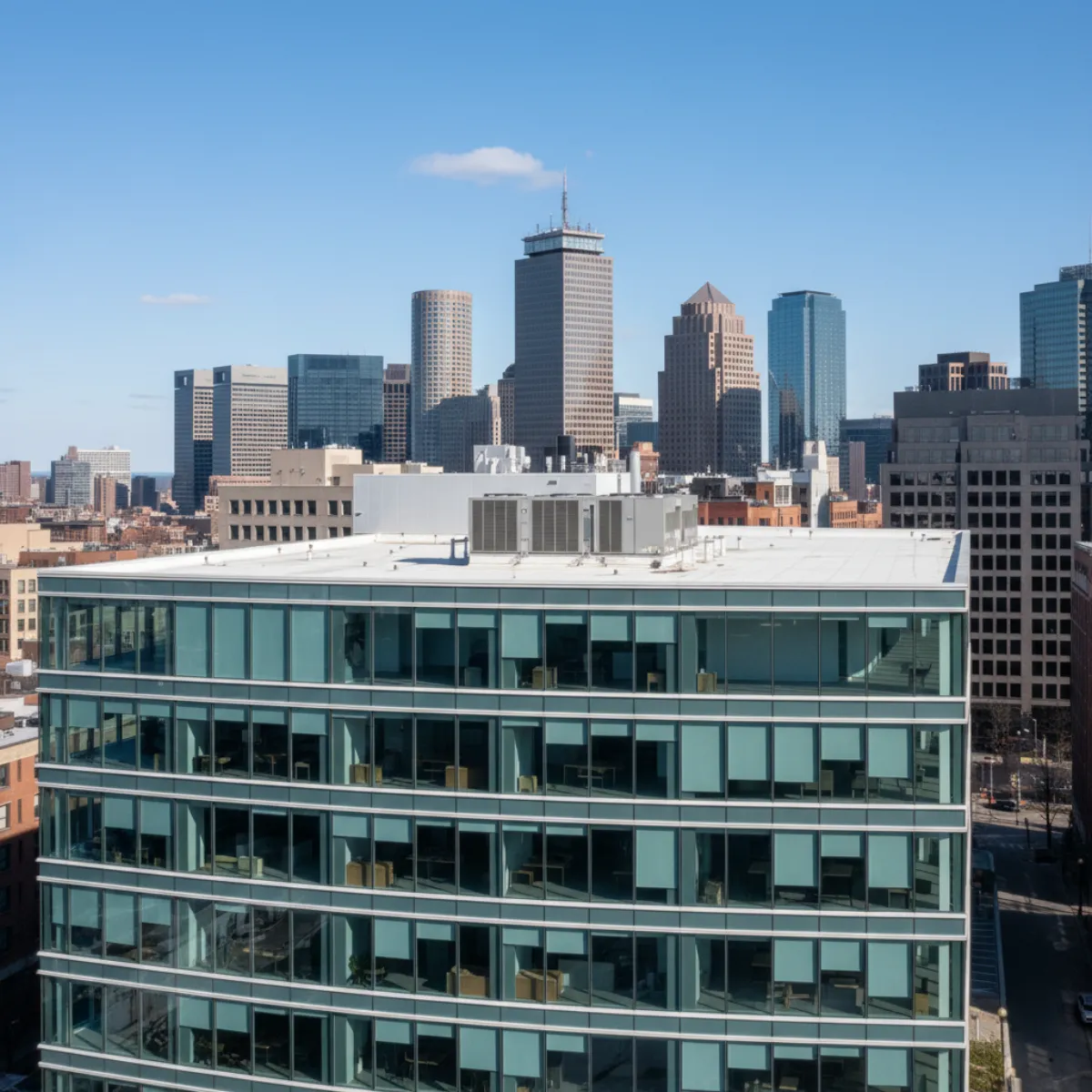 Massachusetts commercial building with cold-climate heat pump HVAC, LED lighting, and high-performance envelope — Section 179D qualifying project