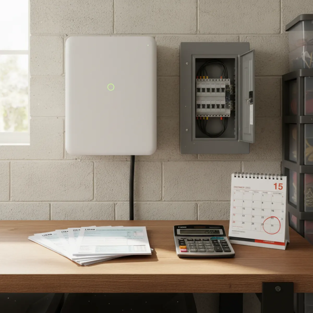 Massachusetts homeowner reviewing solar battery storage tax-credit eligibility documents in 2026