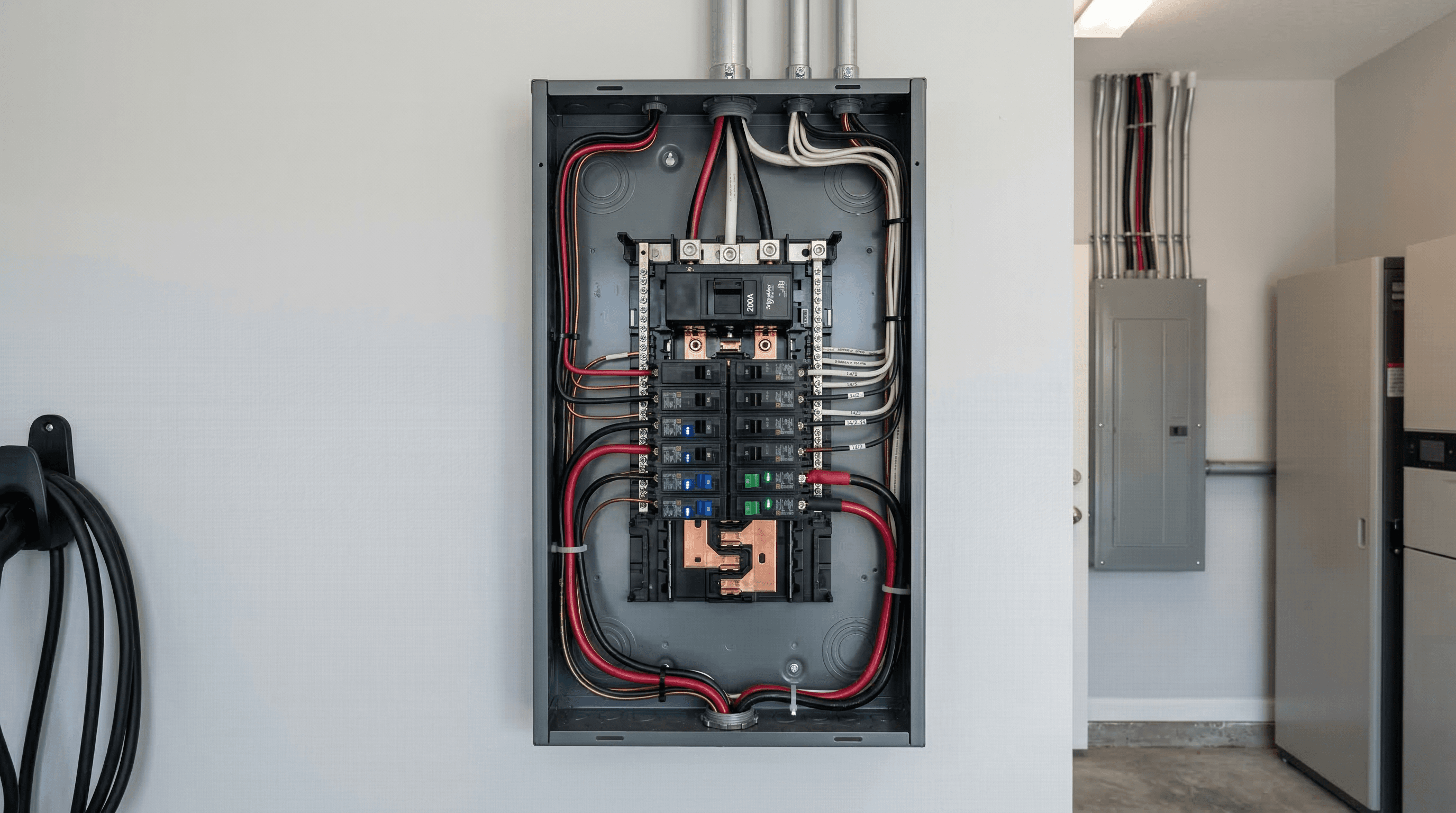 Whole-home electrification infrastructure — electrical panel for solar, heat pump, and EV charger