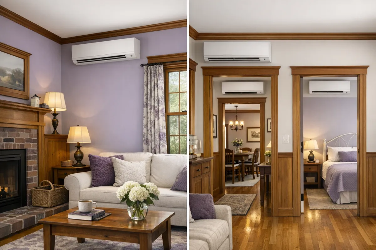 Mini split indoor units in a Maine home showing single and multi-zone configuration