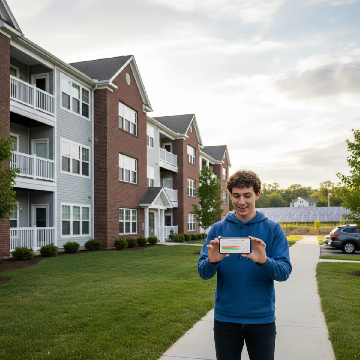 Massachusetts renter reviewing a community solar subscription signup screen