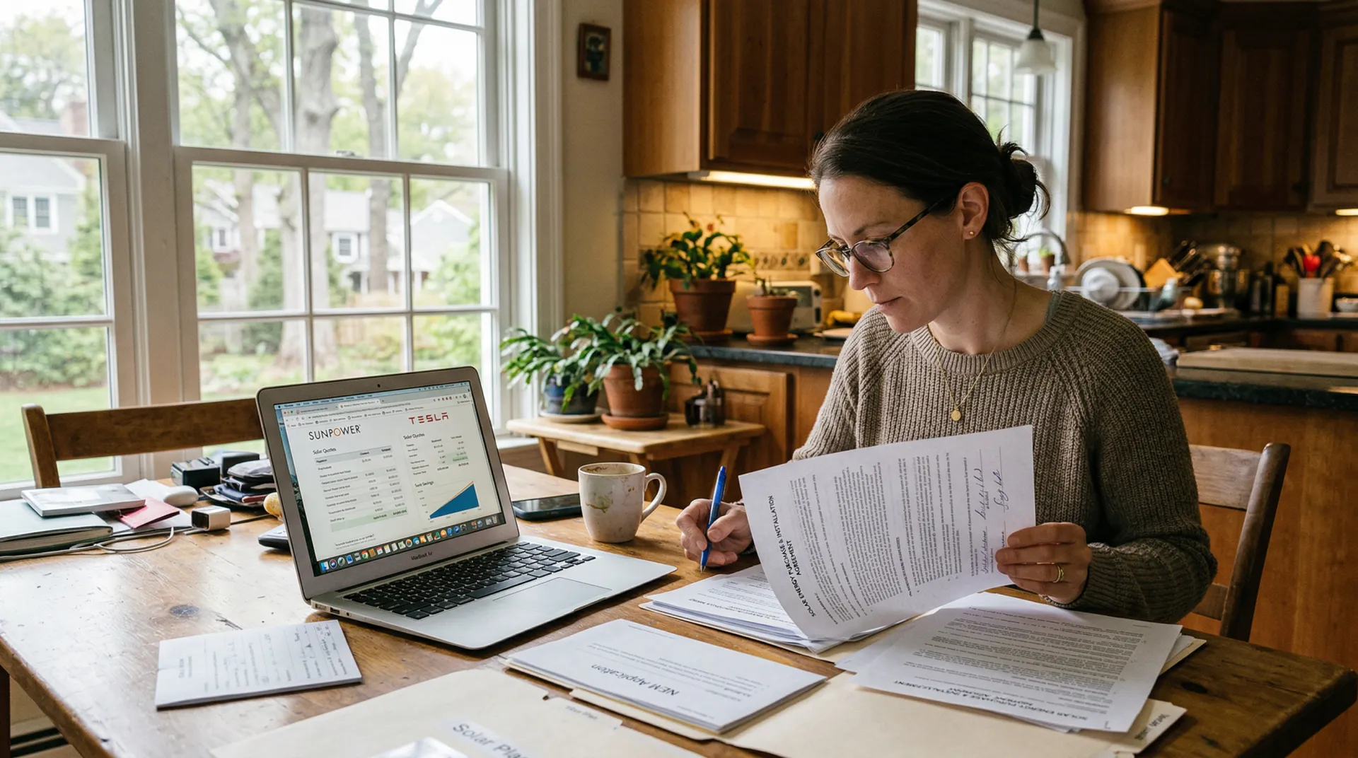 Solar panels on a Massachusetts home with warning overlay