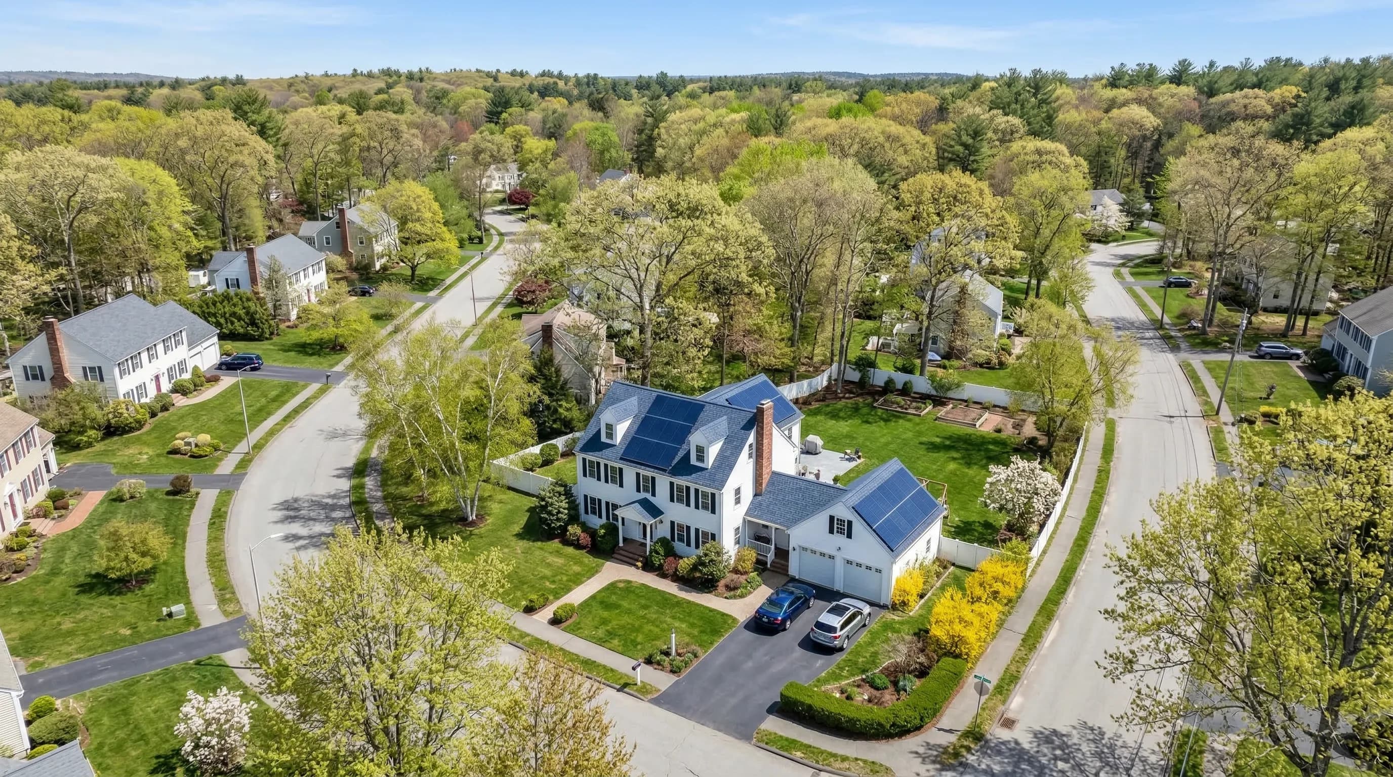 Solar panels on a Massachusetts home rooftop in spring 2026