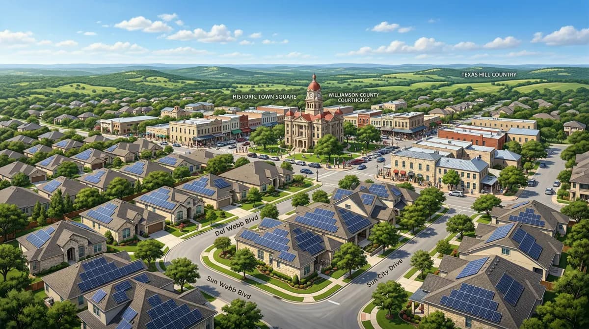 Solar panels in Georgetown, Texas — Georgetown Utility Systems service area