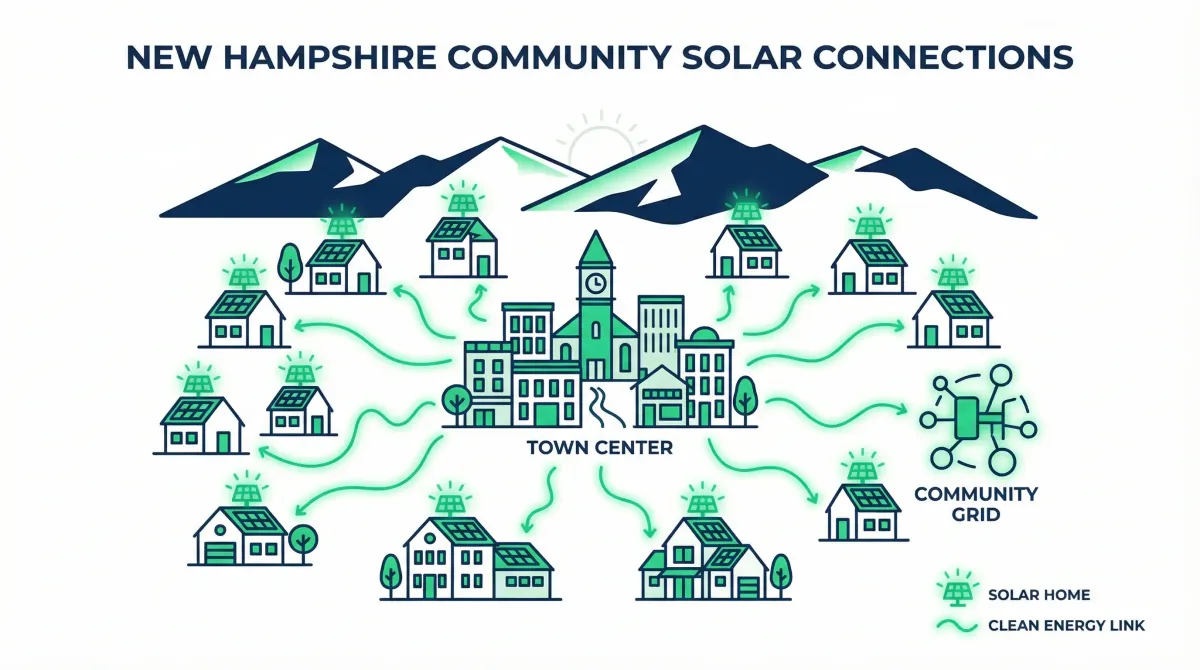 Community impact of SolarUp NH solar installations in Bedford and Goffstown showing neighborhood environmental benefits