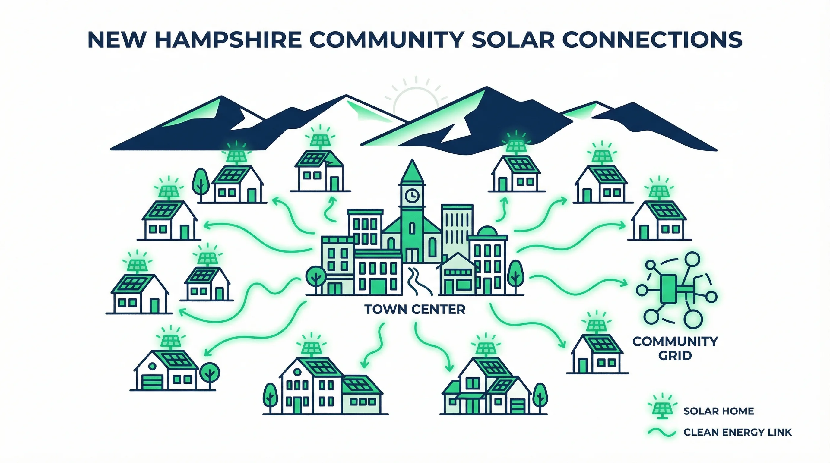 Community impact of SolarUp NH solar installations in Bedford and Goffstown showing neighborhood environmental benefits